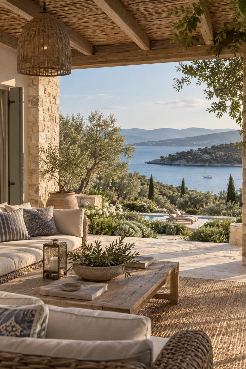 A furnished stone estate overlooking the coast near Porto Heli