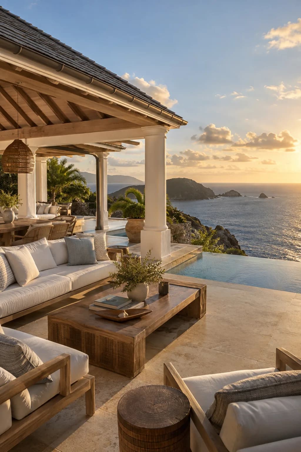 A furnished clifftop residence overlooking the sea at Pointe Milou